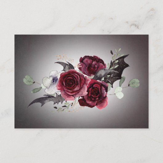 Rustiek Gothic Zwart & Bourgondië Halloween Detail Informatiekaartje (Achterkant)