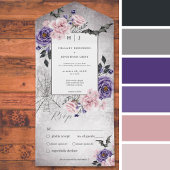 Rustiek Gotisch Roze & Paarse Halloween Diner All In One Uitnodiging