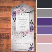 Rustiek Gotisch Roze & Paarse Halloween Geen Diner All In One Uitnodiging