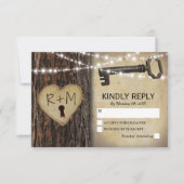 Rustiek Gotisch Skelet Key & Tree Heart RSVP (Voorkant)