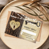 Rustiek Gotisch Skelet Key & Tree Heart RSVP