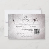 Rustiek Gotisch Zwart & Bourgogne Halloween QR Cod RSVP Kaartje (Voorkant)