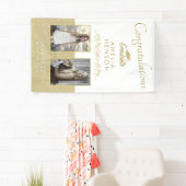 Rustiek Goud Afstuderen 2 Foto Graduation Party Spandoek (Insitu)