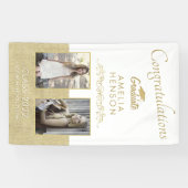 Rustiek Goud Afstuderen 2 Foto Graduation Party Spandoek (Horizontaal)