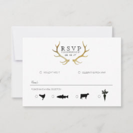 Rustiek Goud Antler | Elegante RSVP Kaartje