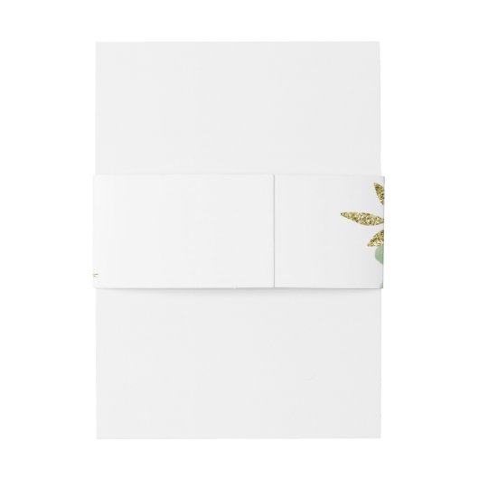 Rustiek Goud Bladeren Bloemen Monogram Bruiloft Uitnodigingen Wikkel (Achterkant Voorbeeld)