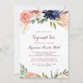 Rustiek Goud Bladeren Bloemenkalligrafie Sip and S Kaart (Voorkant)