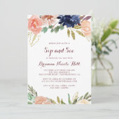 Rustiek Goud Bladeren Bloemenkalligrafie Sip and S Kaart (Staand voorkant)