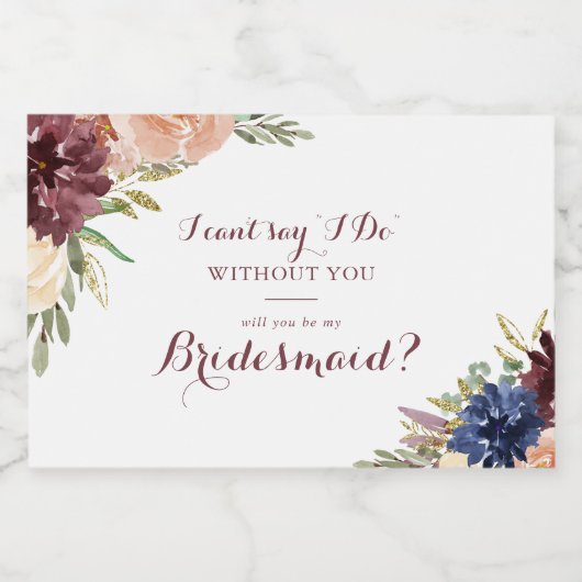 Rustiek goud bladeren kalligrafie bruidsmeisje voo sparkling wijnetiket (Enkel label)