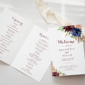 Rustiek Goud Bladeren Kalligrafie Gevouwen Bruilof Programma