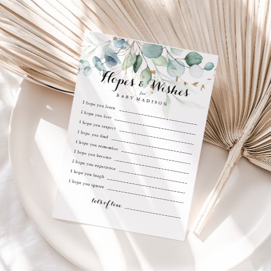 Rustiek Goud Bloemen Baby shower Hopes & Wishes Ka Briefkaart