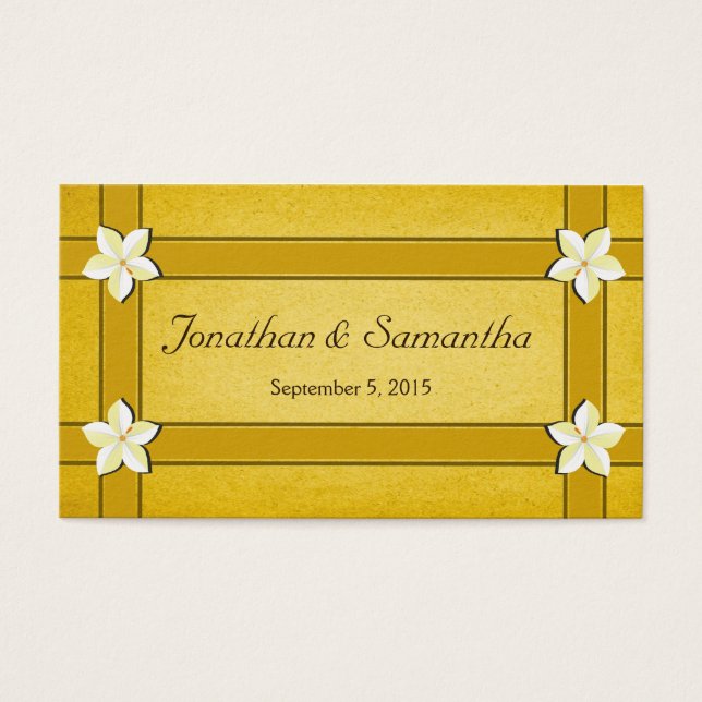 Rustiek Goud Bloemen Bruiloft Favor Labels Visitekaartjes (Voorkant)