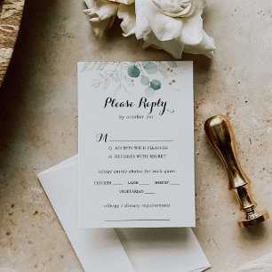 Rustiek Goud Bloemen Bruiloft Menu Keuze RSVP