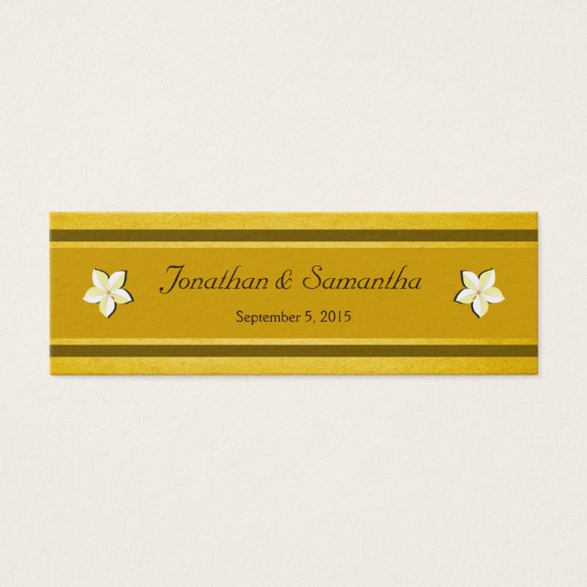 Rustiek Goud Bloemen Bruiloft Slim Favor Labels Mini Visitekaartjes (Voorkant)