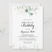 Rustiek Goud Bloemen Brunch en Bubble Vrijgezellen Kaart (Voorkant)