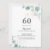Rustiek Goud Bloemen Kalligrafie 60e Verjaardagsfe Kaart (Voorkant)