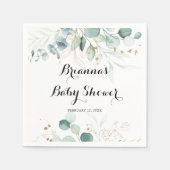 Rustiek Goud Bloemen Kalligrafie Baby shower Servet (Voorkant)