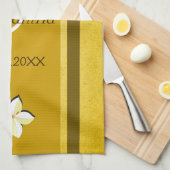 Rustiek Goud Bloemen MoJo Bruiloft Keuken Theedoek (Quarter Fold)