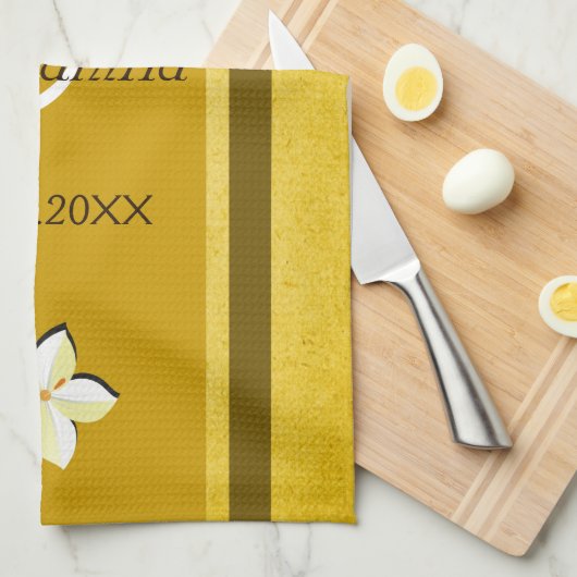 Rustiek Goud Bloemen MoJo Bruiloft Keuken Theedoek (Quarter Fold)