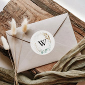 Rustiek Goud Bloemen Monogram Bruiloft Envelop Afd Ronde Sticker