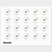 Rustiek Goud Bloemen Monogram Bruiloft Envelop Afd Ronde Sticker (Vel)