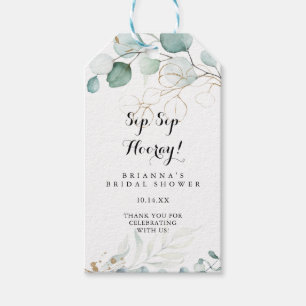 Rustiek Goud Bloemen Sip Hooray Vrijgezellenfeest Cadeaulabel