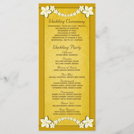 Rustiek Goud Bloemen Trouwprogramma Sjablonen (Achterkant)