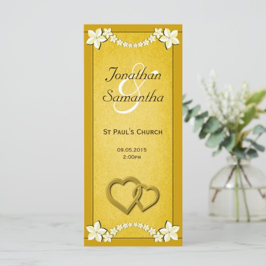 Rustiek Goud Bloemen Trouwprogramma Sjablonen (Staand voorkant)