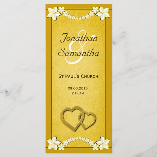 Rustiek Goud Bloemen Trouwprogramma Sjablonen (Voorkant)