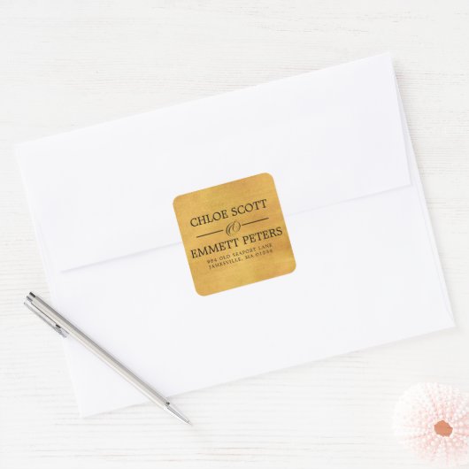 Rustiek Goud Bruiloft Retouradres Label (Envelop)