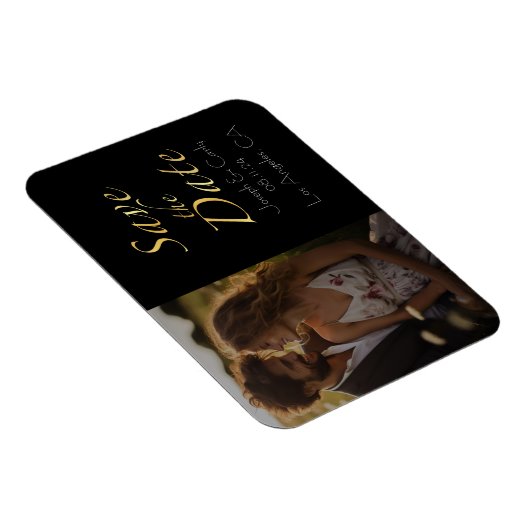  rustiek goud en zwart bewaar de datumfoto magneet (Rechterzijde)