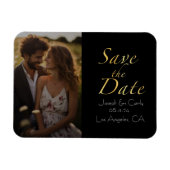 rustiek goud en zwart bewaar de datumfoto magneet (Horizontaal)