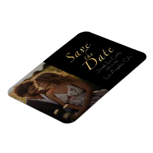 rustiek goud en zwart bewaar de datumfoto magneet (Linkerzijde)