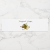 Rustiek Goud & Gele Rozen Elegant Bruiloft Waterfles Etiket (Enkel label)