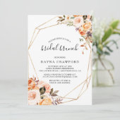 Rustiek Goud Geometrisch Bloemen Bruidsbrunch Kaart (Staand voorkant)