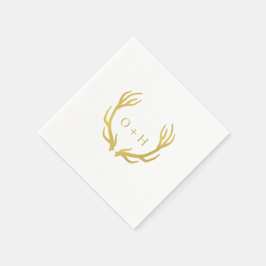 Rustiek Goud gewei Witte Trouwpapier servet (Hoek)