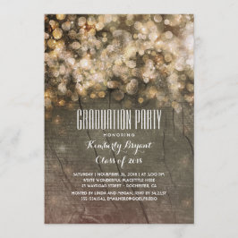 Rustiek Goud Glitter Lights Hout Graduation Party Kaart