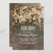 Rustiek Goud Glitter Lights Hout Vrijgezellenfeest Kaart (Voorkant / Achterkant)