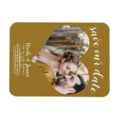 Rustiek Goud Hart Foto Bruiloft Save the Date Magneet (Horizontaal)
