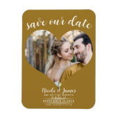 Rustiek Goud Hart Foto Bruiloft Save the Date Magneet (Verticaal)