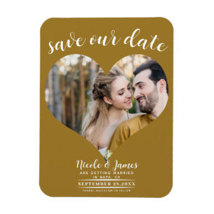 Rustiek Goud Hart Foto Bruiloft Save the Date Magneet
