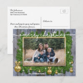 Rustiek Goud Kerst Familie Portret FOTO Feestdagenkaart (Voorkant / Achterkant)