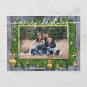 Rustiek Goud Kerst Familie Portret FOTO Feestdagenkaart (Voorkant)