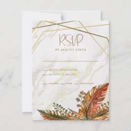 Rustiek Goud Lijst Herfst Foliage Wedding RSVP Kaa Kaartje