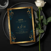  Rustiek Goud Lijst Islamitische bruiloft Monogram Kaart