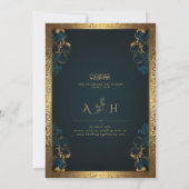  Rustiek Goud Lijst Islamitische bruiloft Monogram Kaart (Achterkant)