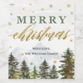 Rustiek Goud Merry Christmas Wijn Flesje Label Wijn Etiket (Enkel label)