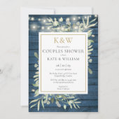 Rustiek Goud Monogram Groen Foto Koppels Douche Kaart (Voorkant)