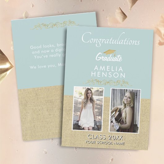 Rustiek Goud Ornament Afstuderen 2 Foto Afstuderen Kaart