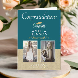 Rustiek Goud Ornament Afstuderen 2 Foto Afstuderen Kaart
